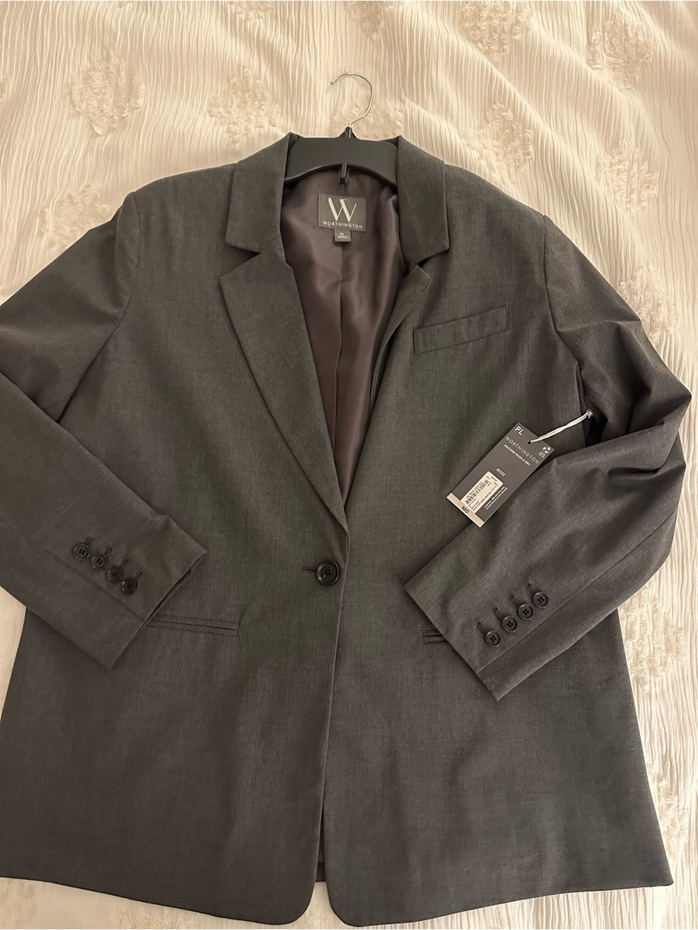 Women’s Charcoal Gray Single-Button Worthington Blazer - Petite Large / NEW